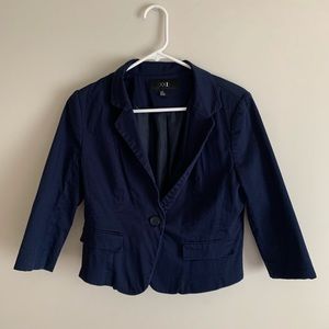 Navy Blue Long Sleeve Cropped Blazer
